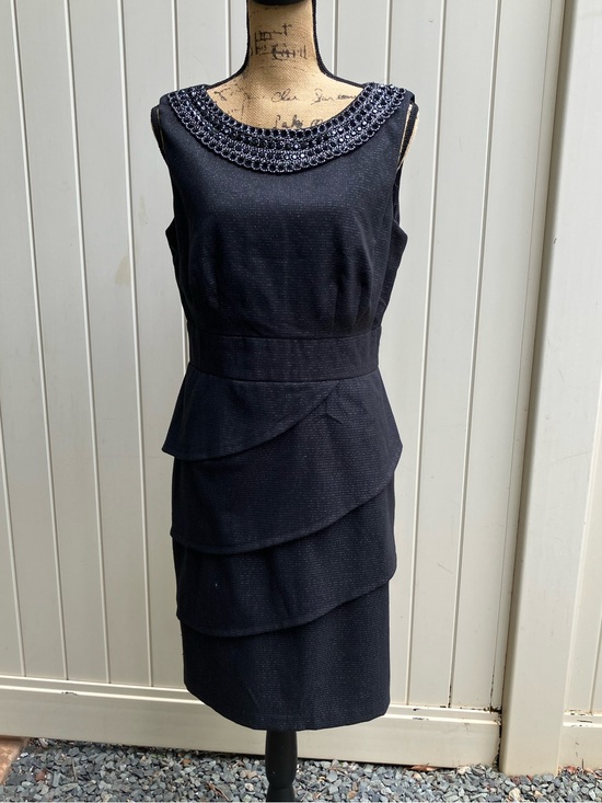connected apparel Dresses & Skirts - LBD Audrey Hepburn cocktail classic black metallic beaded dress sz 12